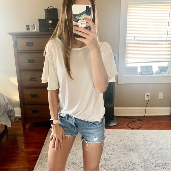 LOFT | White Flowy Tee - Picture 1 of 4